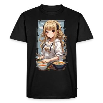 Anime Girl Ramen Love Manga Noodle Soup Design - T-shirt Premium bio Homme - noir - Devant - Nico (187cm)