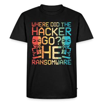 Where Did The Hacker Go? He Ransomware - Men's Premium Organic T-Shirt - black - Front - Nico (187cm)