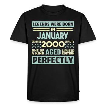 24e anniversaire janvier Vintage 2000 idée cadeau - T-shirt Premium bio Homme - noir - Devant - Nico (187cm)