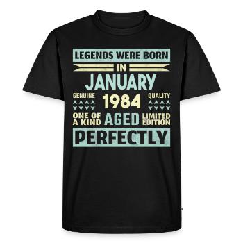 40th Birthday January Vintage 1984 Gift Idea - Men's Premium Organic T-Shirt - black - Front - Nico (187cm)