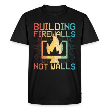 Ethical Hacker Building Firewalls Not Walls - Men's Premium Organic T-Shirt - black - Front - Nico (187cm)