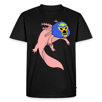 Lucha Libre Axolotl Luchador - T-shirt Premium bio Homme - noir - Devant - Nico (187cm)