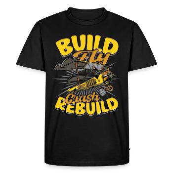 Model Airplane Build Fly Crash Rebuild - Men's Premium Organic T-Shirt - black - Front - Nico (187cm)