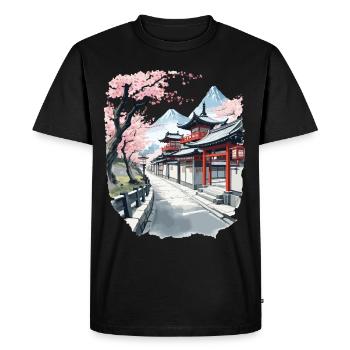 Japan Vintage Aesthetic Retro Streetwear Design - Men's Premium Organic T-Shirt - black - Front - Nico (187cm)