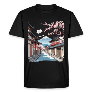 Japon Vintage Streetwear Street Fleurs de cerisier - T-shirt Premium bio Homme - noir - Devant - Nico (187cm)