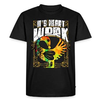 Sankofa Adinkra Ghana C’est l’œuvre du cœur - T-shirt Premium bio Homme - noir - Devant - Nico (187cm)