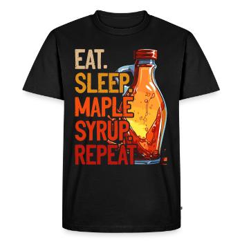 Sirop d’érable Sève d’érable Eat Sleep Sirop d’érable Répéter - T-shirt Premium bio Homme - noir - Devant - Nico (187cm)