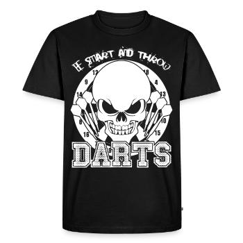 Fléchettes Jeu de fléchettes drôle Joueur de fléchettes - T-shirt Premium bio Homme - noir - Devant - Nico (187cm)