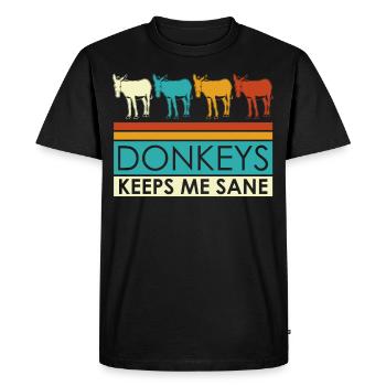 Âne Ânes rétro - T-shirt Premium bio Homme - noir - Devant - Nico (187cm)