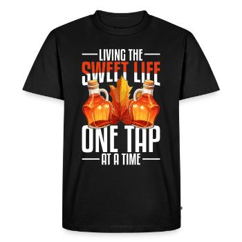 Sirop d’érable Sève d’érable Un robinet à la fois - T-shirt Premium bio Homme - noir - Devant - Nico (187cm)
