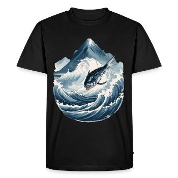 Japanese Sea Angler Art Fish in Ukiyo-E Style - Men's Premium Organic T-Shirt - black - Front - Nico (187cm)