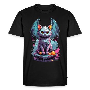 Pastel Goth Cat Dark Magic and Meow - Men's Premium Organic T-Shirt - black - Front - Nico (187cm)