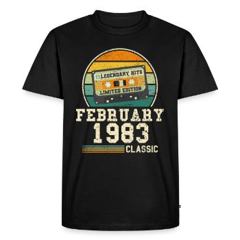 41st Birthday FEBRUARY Vintage 1983 Gift Idea - Men's Premium Organic T-Shirt - black - Front - Nico (187cm)
