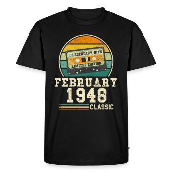 76th Birthday FEBRUARY Vintage 1948 Gift Idea - Men's Premium Organic T-Shirt - black - Front - Nico (187cm)