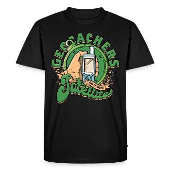 Les géocacheurs le font avec des satellites - T-shirt Premium bio Homme - noir - Devant - Nico (187cm)