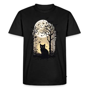 Witches Cat Halloween Full Moon Aesthetic - Men's Premium Organic T-Shirt - black - Front - Nico (187cm)