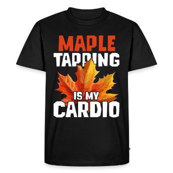 Sirop d’érable Le tapotement à l’érable est mon cardio - T-shirt Premium bio Homme - noir - Devant - Nico (187cm)