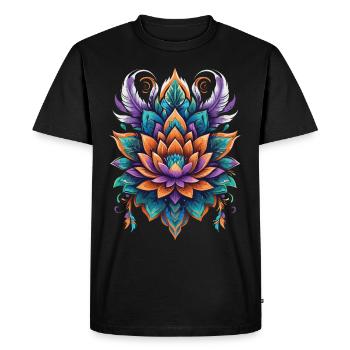 Fleur de vie Lotus spiritualité Design - T-shirt Premium bio Homme - noir - Devant - Nico (187cm)
