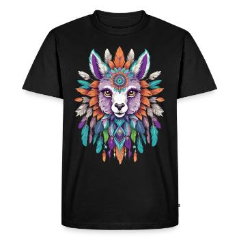 Alpaga spirituel Mandala Power Animal - T-shirt Premium bio Homme - noir - Devant - Nico (187cm)