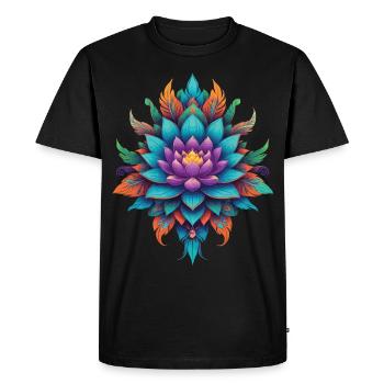 Spirituel Lotus Mandala plume Design - T-shirt Premium bio Homme - noir - Devant - Nico (187cm)