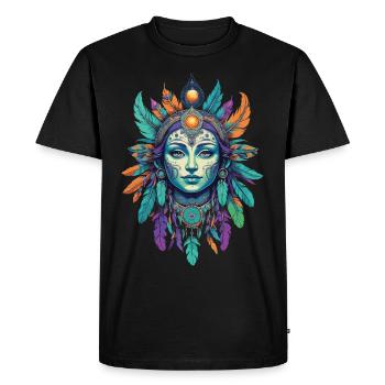Spirit Native American Mardi Gras Mandala - Men's Premium Organic T-Shirt - black - Front - Nico (187cm)