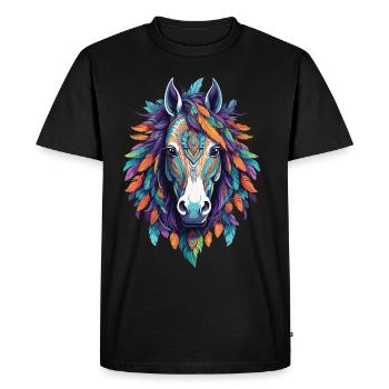 Oeuvre de mandala cheval spirituel - T-shirt Premium bio Homme - noir - Devant - Nico (187cm)