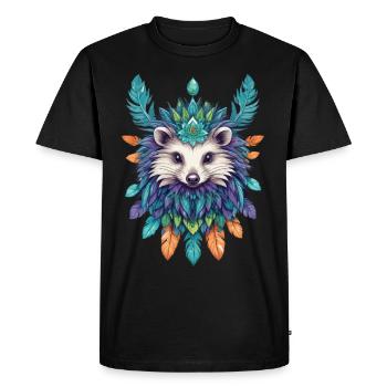 hérisson indien Mandala plumes esthétique - T-shirt Premium bio Homme - noir - Devant - Nico (187cm)