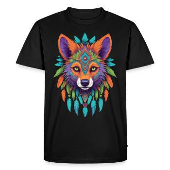 Chacal Mandala Art ésotérique - T-shirt Premium bio Homme - noir - Devant - Nico (187cm)