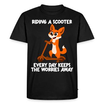 Kick Scooter Rider and a Fox - Men's Premium Organic T-Shirt - black - Front - Nico (187cm)