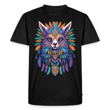 Alpaga spirituel Mandala puissance Animal Design - T-shirt Premium bio Homme - noir - Devant - Nico (187cm)