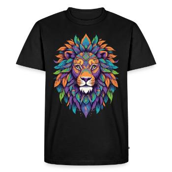 Lion spirituel Mandala puissance Animal Design - T-shirt Premium bio Homme - noir - Devant - Nico (187cm)