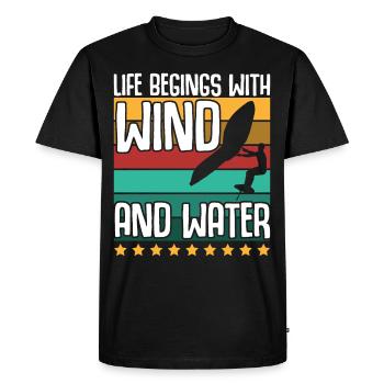 Wing Foiling Winging Foilboard - Men's Premium Organic T-Shirt - black - Front - Nico (187cm)