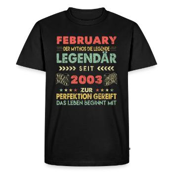 21e anniversaire février Vintage 2003 idée cadeau - T-shirt Premium bio Homme - noir - Devant - Nico (187cm)