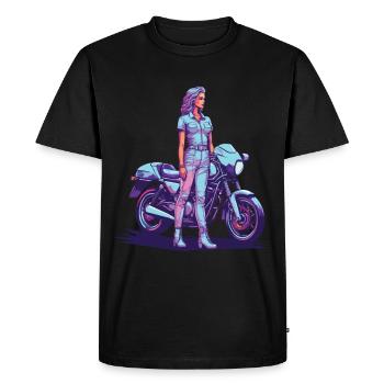 80 ' s rétro moto Biker Vintage Design - T-shirt Premium bio Homme - noir - Devant - Nico (187cm)