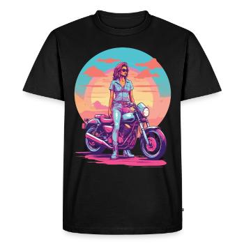 Style de motard moto rétro Vaporwave - T-shirt Premium bio Homme - noir - Devant - Nico (187cm)