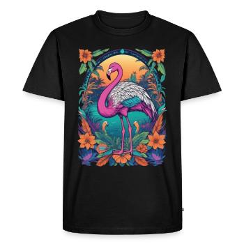 Africa Flamingo Spiritual Mandala Design - Men's Premium Organic T-Shirt - black - Front - Nico (187cm)