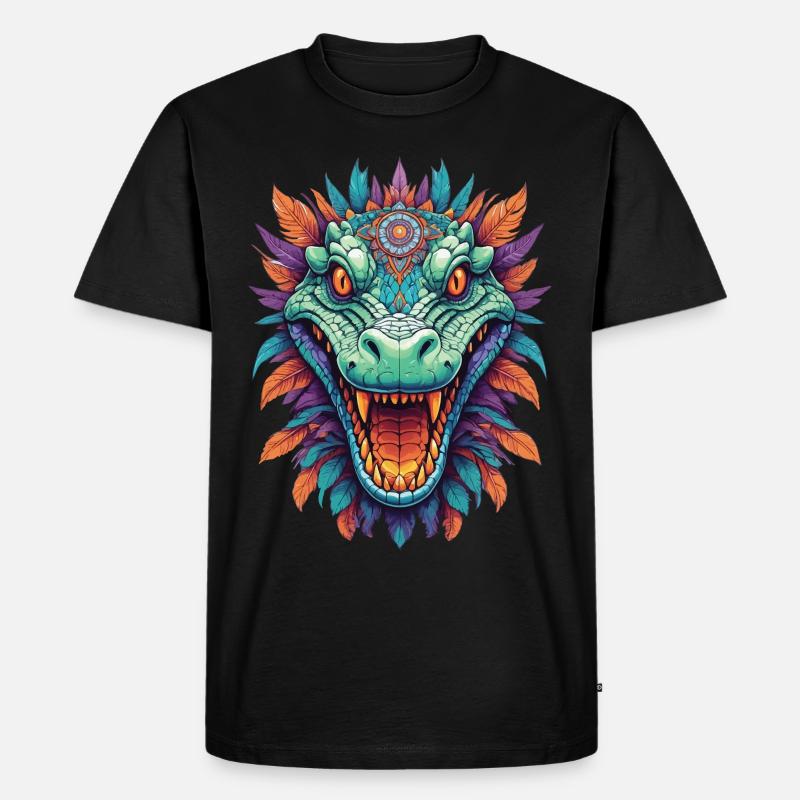 Krokodil Mandala Tiergeist Traumfänger Design - Männer Premium Bio T-Shirt - Schwarz