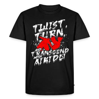 Twist, Turn And Transcend With Aikido - Men's Premium Organic T-Shirt - black - Front - Nico (187cm)