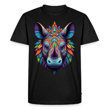 Rhinoceros Spiritual Mandala Design - Men's Premium Organic T-Shirt - black - Front - Nico (187cm)