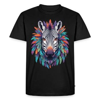 Conception de mandala zèbre dans le style bohème - T-shirt Premium bio Homme - noir - Devant - Nico (187cm)