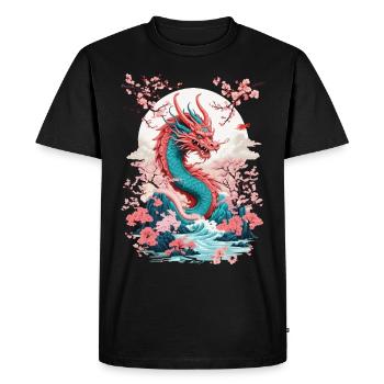 Design streetwear esthétique du dragon japonais - T-shirt Premium bio Homme - noir - Devant - Nico (187cm)