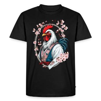 Samouraï photo coq Vintage Arts martiaux esthétique - T-shirt Premium bio Homme - noir - Devant - Nico (187cm)
