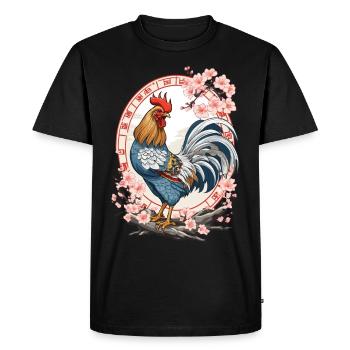 Asiatique avec l’esthétique des fleurs de cerisier - T-shirt Premium bio Homme - noir - Devant - Nico (187cm)