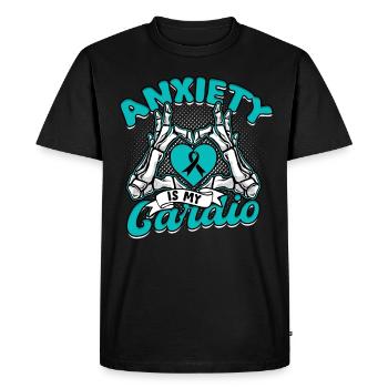Trouble anxieux L’anxiété est mon cardio - T-shirt Premium bio Homme - noir - Devant - Nico (187cm)