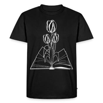 Book Books Tulip Flower Flowers Tulips - Men's Premium Organic T-Shirt - black - Front - Nico (187cm)