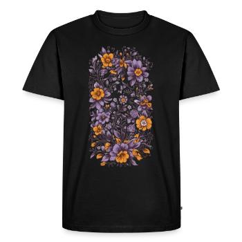 Décoration florale Design esthétique vintage - T-shirt Premium bio Homme - noir - Devant - Nico (187cm)