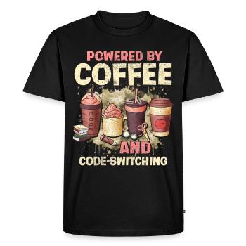 English Teacher, English Teacher, Coffee - Men's Premium Organic T-Shirt - black - Front - Nico (187cm)