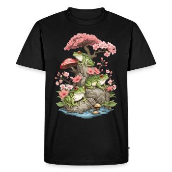 Goblincore Streetwear Aesthetic Vintage Frog - Men's Premium Organic T-Shirt - black - Front - Nico (187cm)