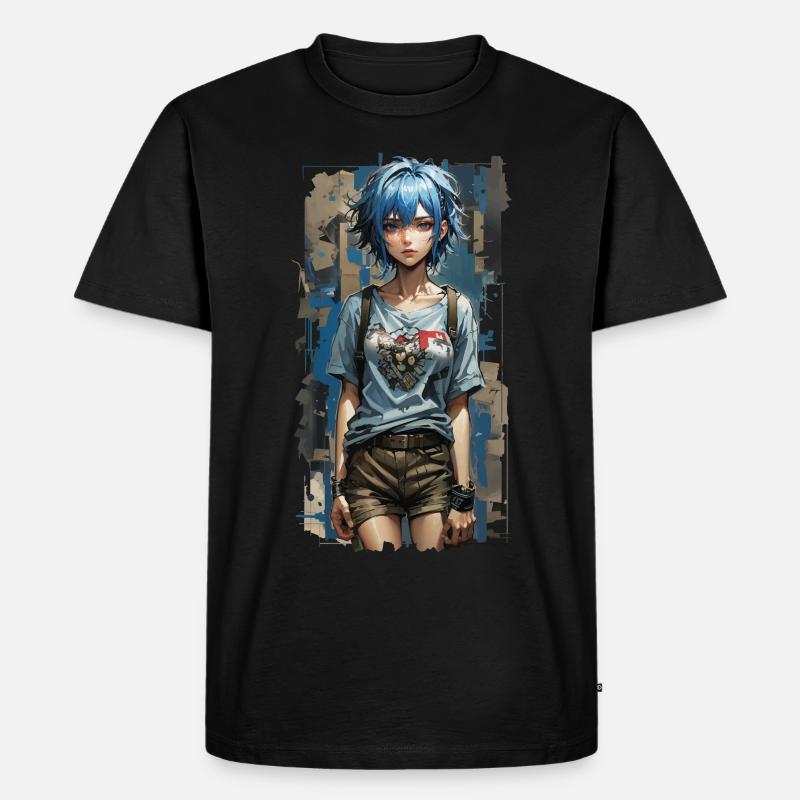 Blauer Engel mit mechanischem Herz - Männer Premium Bio T-Shirt - Schwarz