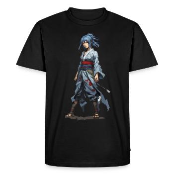Fille d’anime Kunoichi Ninja japonais - T-shirt Premium bio Homme - noir - Devant - Nico (187cm)